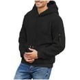 thumbnail image 2 of BRGZLK Mens Hoodies Solid Color Long Sleeve Hooded Plush Pullover Style Sweatshirt Top Black M, 2 of 5