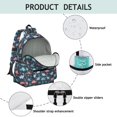 thumbnail image 4 of Dinosaur and Palm Navy Blue Pattern Cute School Backpack with Padded Back and Adjustable Shoulder Straps 13.4"x11"x4.7", 4 of 5
