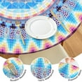 thumbnail image 3 of Boho 48 Inch Round Fitted Cloth Tablecloth with Elastic Edged, Waterproof Oil Proof Wipeable Table Cover for Indoor Outdoor Patio Table, Fits Round Tables Up to 46" - 50" Diameter, 3 of 4