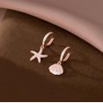 thumbnail image 3 of 925 Sterling Silver CZ Seashell Hoop Earrings for Women Teens Starfish Huggie Earrings Dangle Beach Earrings, 3 of 9