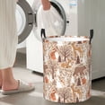 thumbnail image 5 of Fuzoiu Woodland Animals in Neutral Tones Print Circular Hamper,Laundry Basket with Handle,Collapsible Laundry,Dirty Clothes Storage Basket,for Bedroom Bathroom Dorm Living Room-Small, 5 of 6