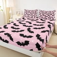 thumbnail image 3 of Manfei Halloween Bat Child Twin Sheet Sets, Cartoon Stars Moon Print Twin Fitted Sheet, Sugar Gothic Theme Flat Sheet, Lightweight Room Decor, 3pcs, 3 of 7