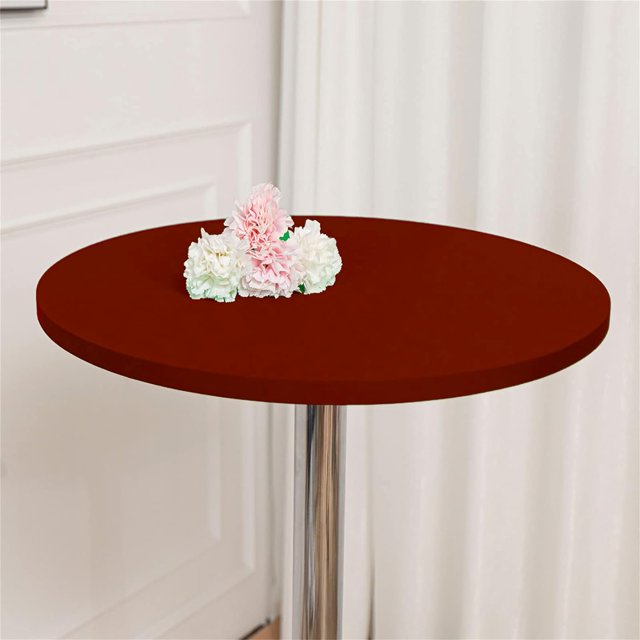 ORUYROP Lot de 2 Capuchon de Table Ronde Cocktail Spandex Ajusté Extensible Nappe Cocktail Serrée Élastique pour Mariages Banquets Événements Fêtes Restaurants (Taille : 160cm, Couleur : Rouge Vin)