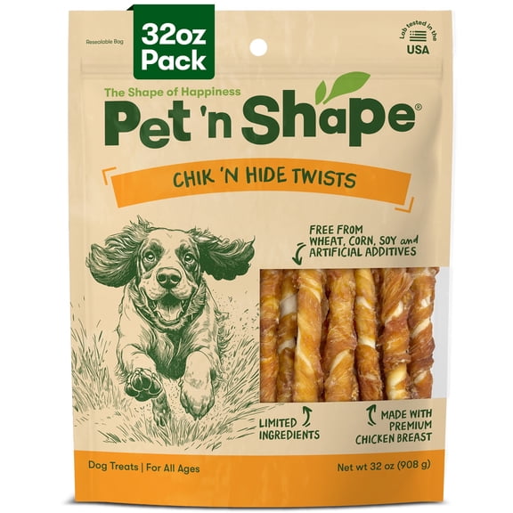 Pet 'n Shape Hide Twists – Chicken Wrapped Rawhide Dog Treats - Small Twist - 2 Pounds