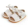 thumbnail image 3 of Baby Girl Sandals Summer Crib Shoes Bowknot Soft Sole Infant Girls First Walker Shoes,0-18M, 3 of 5