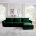 thumbnail image 2 of 122" Corduroy Sectional Sofa,  L Shaped Couch with Storage Footstool & 3 Pillow, Sectional Couch for Living Room Apartment, Green, 2 of 9