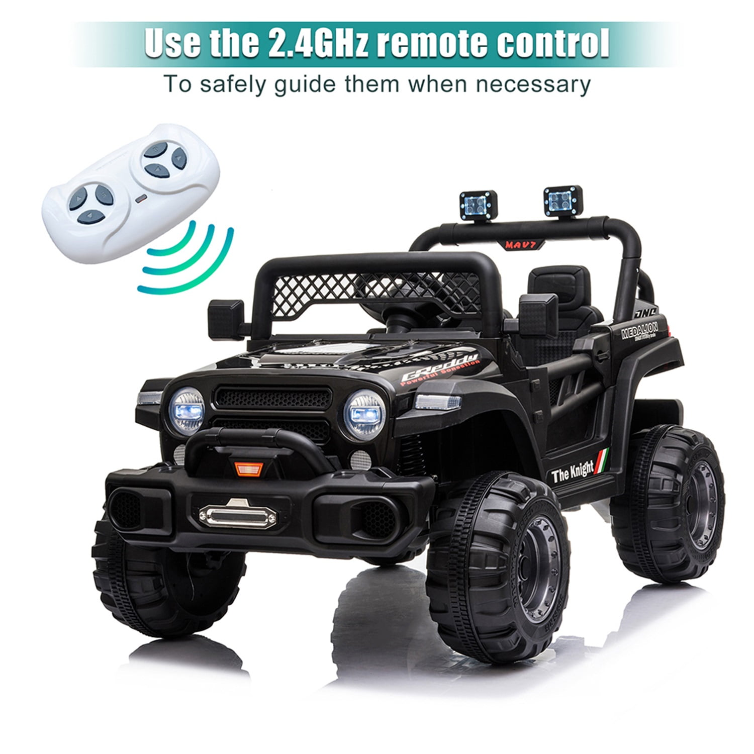 CIPACHO 12V Ride On for Kids with 2.4G Remote Control, Electric Dual Drive Off-Road Vehicle, Black