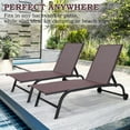 thumbnail image 4 of Patio Chaise Lounge Chair with Wheels, Set of 2 Outdoor Lounge Chairs with Table and Adjustable Backrest, Waterproof Poolside Lounge Chairs, 4 of 6