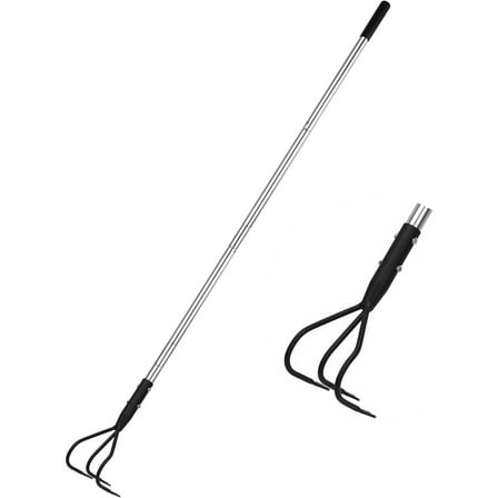 Multifunctional Garden Cultivator, 3 Prong Cultivator Long Handle, Garden Hand Tiller with 55 Inch Adjustable Handle, Garden Weeding Tools for Cultivating, Loosening Soil and Weeding