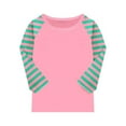 thumbnail image 6 of Ltctricy T Shirts for Girls Children Fashion 3/4 Sleeve Crew Neck Color Block Striped Tunic Tops Basic Casual Tee Blouses(Hot Pink,5-6 Years), 6 of 7