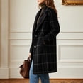 thumbnail image 5 of Vintage Plaid Mid-Length Wool Coat for Women, Notched Lapel Single Breasted Casual Fall Winter Overcoat 01-Black L, 5 of 5