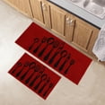 thumbnail image 2 of Chic Cutlery Print Red Wool-Effect Kitchen Mat and Runner Rug Set of 2, 2 of 5