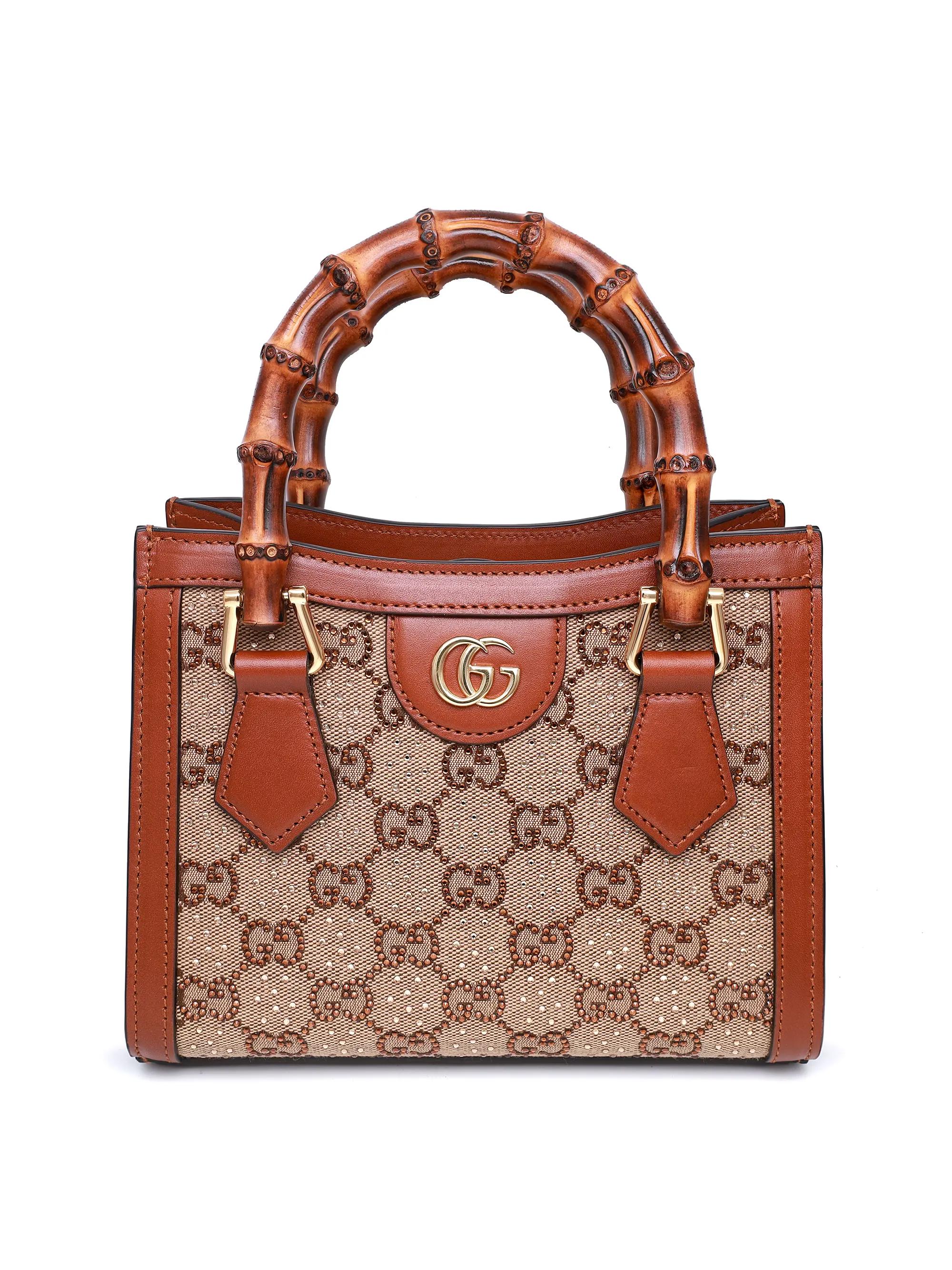 Gucci Diana jumbo GG small tote bag in camel and ebony canvas