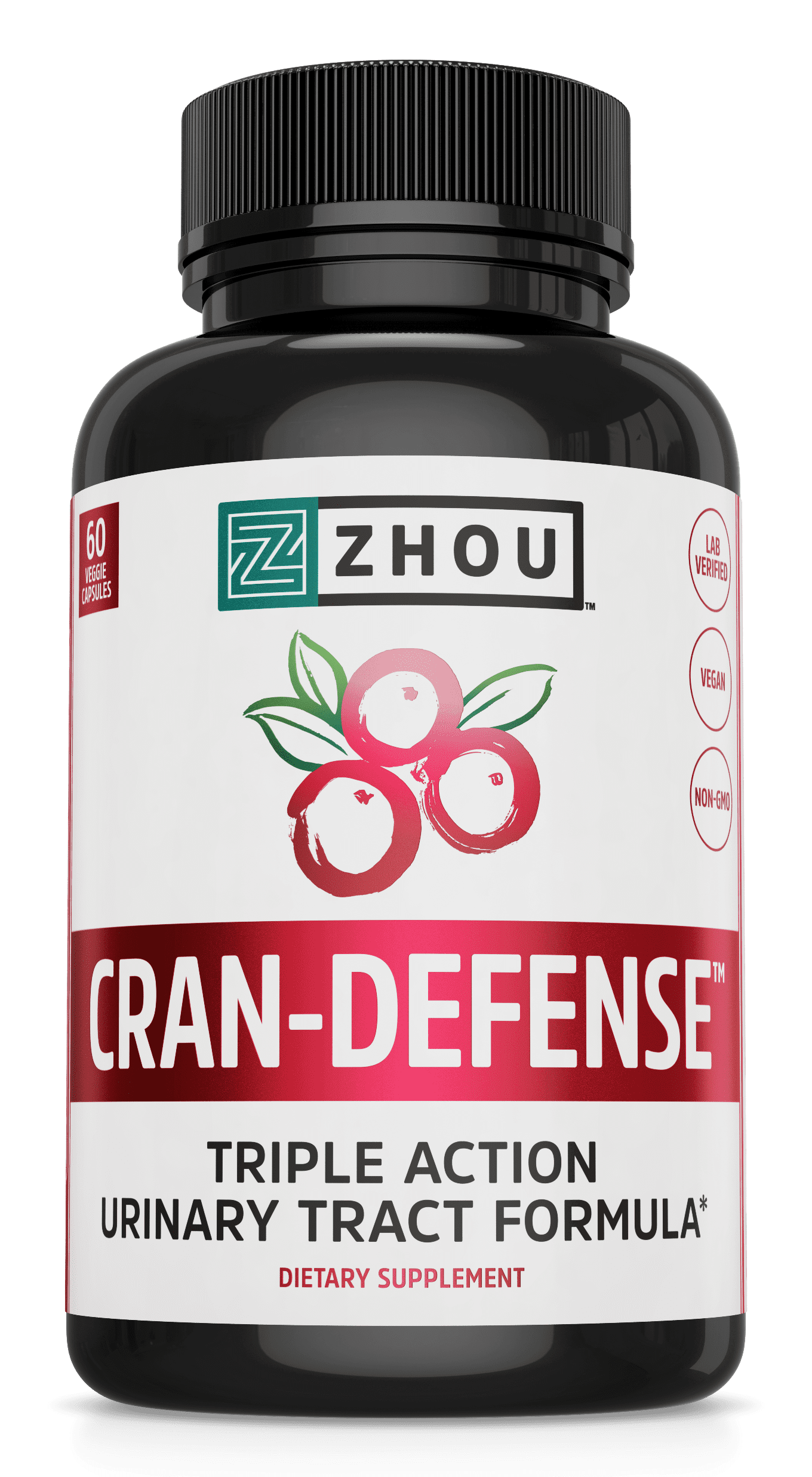 Zhou Nutrition Cran-Defense Cranberry Urinary Tract Supplement, 60 Capsules