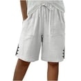 thumbnail image 2 of Endives Womens Linen Shorts Casual Wide Leg Short Knee Length High Waisted Cotton Long Shorts With Pockets Beach Outfits Summer White, 2 of 6