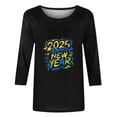 thumbnail image 5 of Awdenio Spring Winter Hoodie for Women Fashion 2025 Happy New Year Print Crewneck 3/4 Sleeve Loose Sweatshirt Capless Tops, 5 of 5