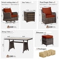 thumbnail image 6 of MEISSALIVVE Patio Furniture Set with Swivel Chairs, 8 Pieces Wicker Patio Conversation Set, Outdoor Patio Set with 2 Swivel Rocking Chair & 2 Single Chair, 2 Ottomans and Dining Table (Red), 6 of 11