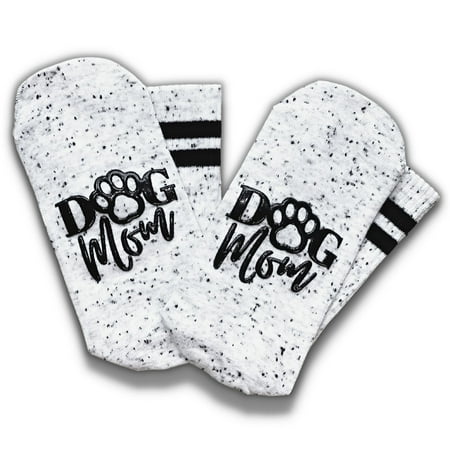 

Boutique Dog Mom Crew Socks for Women - Soft Fuzzy No Slip Grip Soles - Fun Novelty Wife Grandma or Girl Birthday Gift or Christmas Present Stocking Stuffer - Sock Gifts for Best Friend -