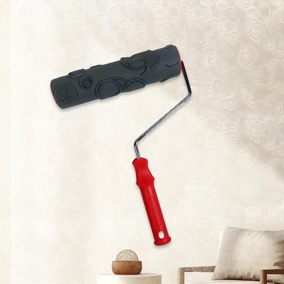 Patrón de Pintura de pintura Accesorios de herramientas de arte de decoración portátil Pintura de pared Rodillo de goma de textura para el Estilo E