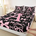 thumbnail image 4 of Erosebridal Letter Monogrammed A Full Size Sheets 4-Piece,Kawaii Ribbon Bow Bed Sheets,Breathable Home Decor, 4 of 5