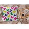 thumbnail image 2 of Modern Fluffy Throw Pillow Cushion Cover, Rainbow Colorful Butterfly Romantic Art, Decorative Square Accent Pillow Case, 16" x 16", Dark Blue Yellow, by Ambesonne, 2 of 5
