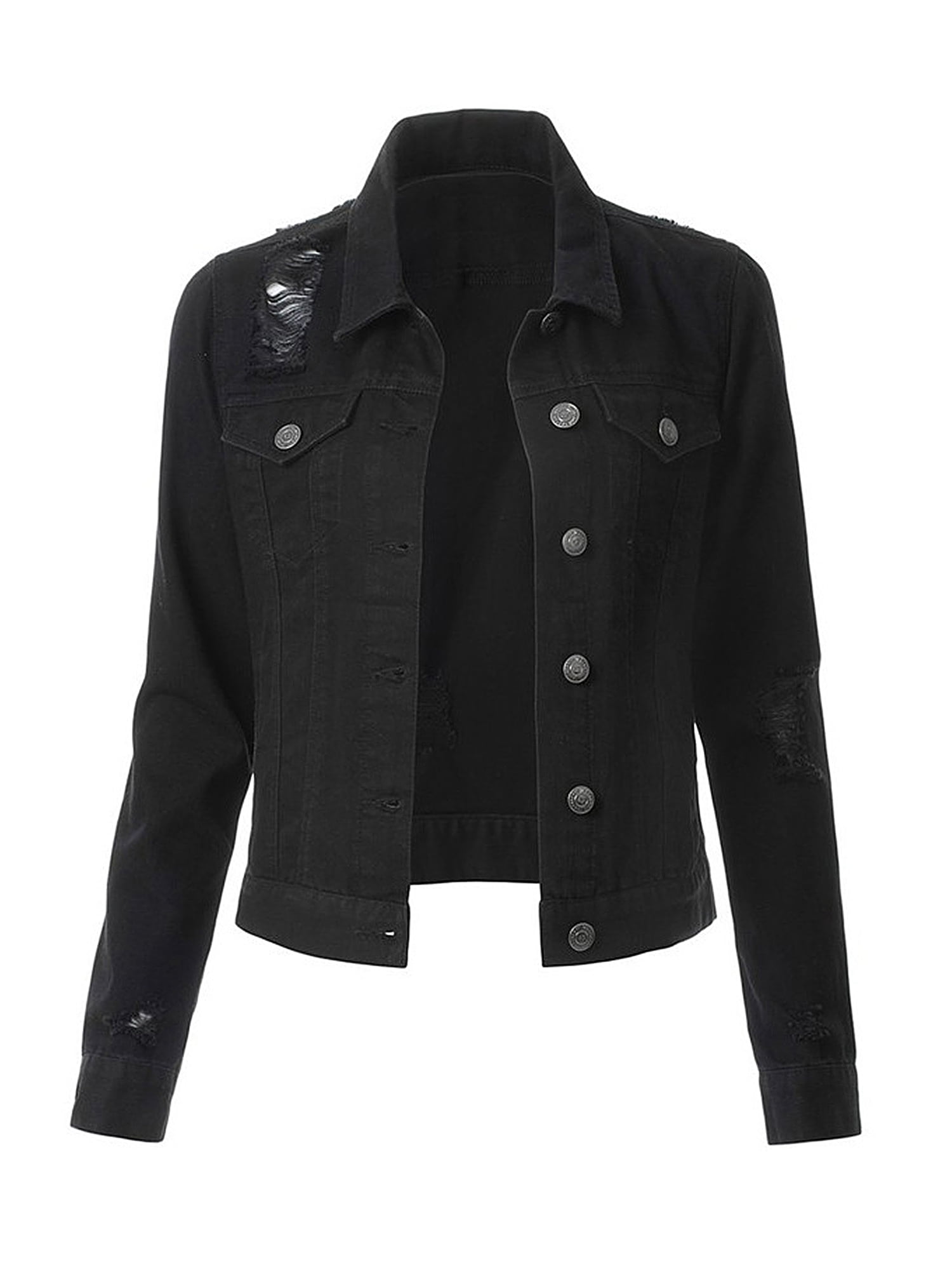 long denim jacket black