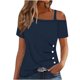 thumbnail image 2 of Fiudx Ofertas Flash Del Día Solo En Línea Blusa con Botones y Manga Corta Halter con Hombros Descubiertos para Mujer, 2 of 5