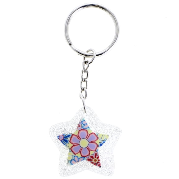 Mi Amore Star Flower Split-Ring-Keychain Multicolor & Silver-Tone