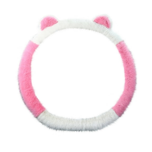 Pink Winter Steering Wheel Cover With Soft Plush Material For Easy Installation And Grip