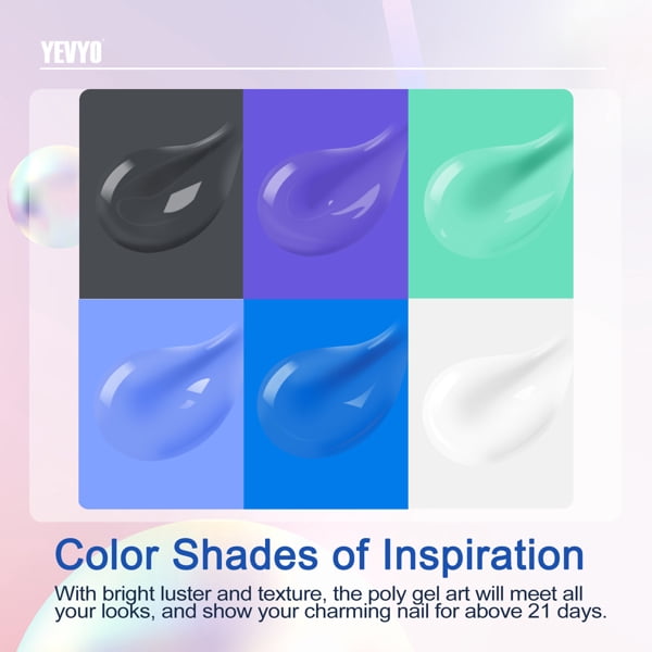 6 PCS Polygel Nail Kit With UV Nail Lamp, Slip Solution, Top Base Coat, Builder Nails Art Tools for Beginners