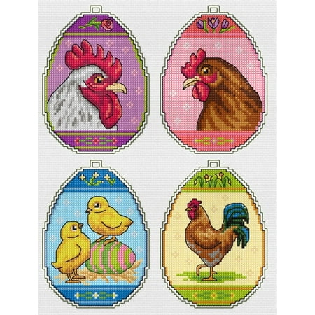 UPC: 5902067325148 | Counted cross stitch kit with plastic canvas Easter eggs set of 4 designs 7677