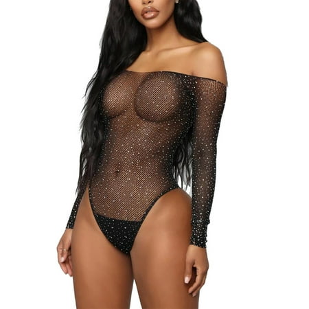 

DYMADE Womens Sexy Lingerie Mesh Nightwear Sheer Teddy Bodysuit
