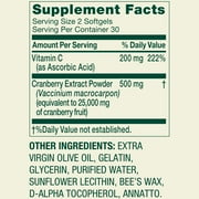 Spring Valley Cranberry + Vitamin C Urinary Tract Support Softgels, 500 mg, 60 Count