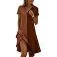 thumbnail image 2 of Odbmxy Summer Midi Dress for Women Collared Short Sleeve Sundress Loose Dress Women Tunic Plaid Sheath Fancy Everyday, 2 of 6
