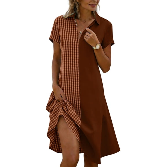 yillto Women Cover up Shirt Dress V Neck Short Sleeve Striped Beach Vacation Maxi Dresses Swimwear Coverups