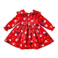 thumbnail image 2 of Xmarks Toddler Girl Dress Santa Claus Print Long Sleeve Winter Dress Double Bow Fall Outfit Christmas Birthday Party Winter Events Dresses Costume 12M-5Y, 2 of 7