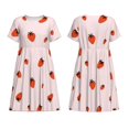 thumbnail image 3 of Bixox Robe d'Été à Manches Courtes pour Femmes Robe Ample Longueur Genou avec Poches-Fraise, 3 of 7
