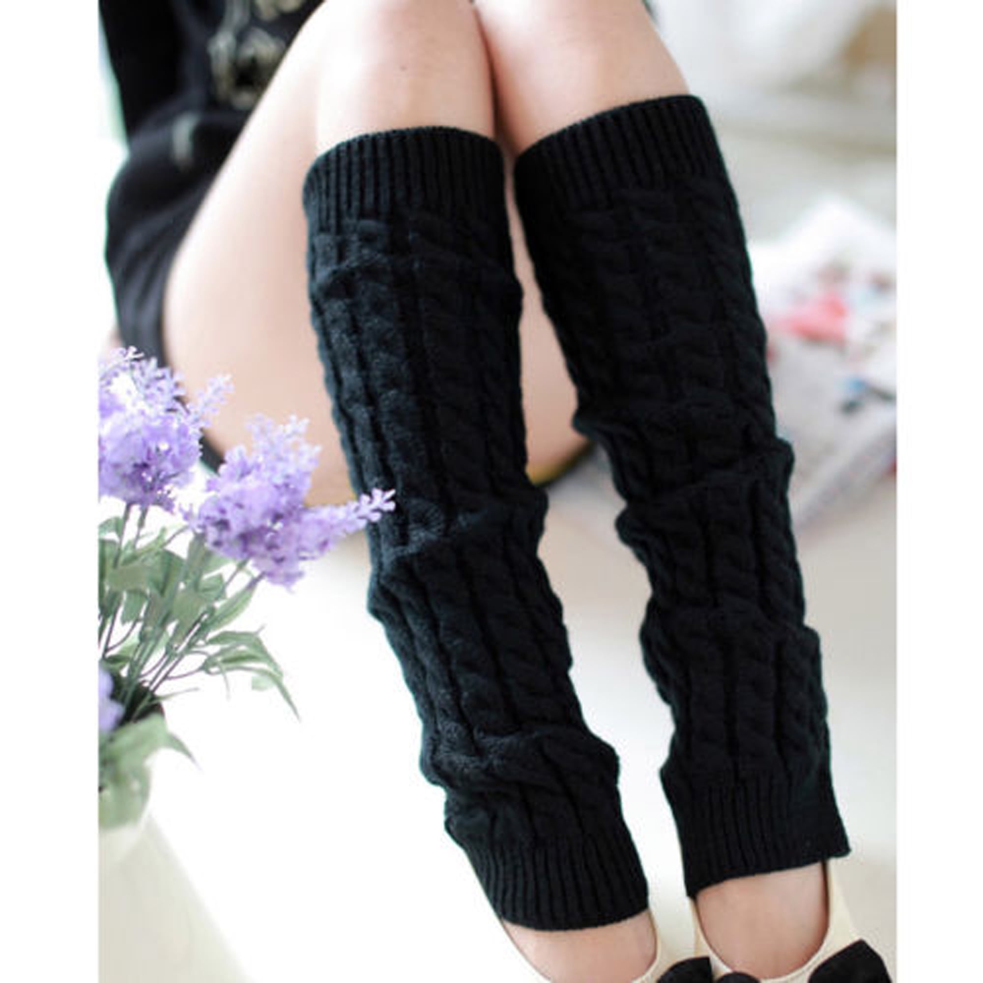 Women Knit Leg Warmers Autumn Winter Thermal Knee High Calf Socks Twist ...