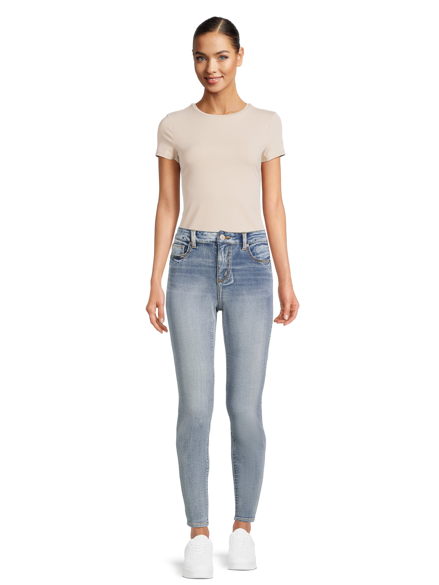 Time and Tru Women's High Rise Skinny Jeans, Available in 27", 29" Inseams, Sizes 2-20