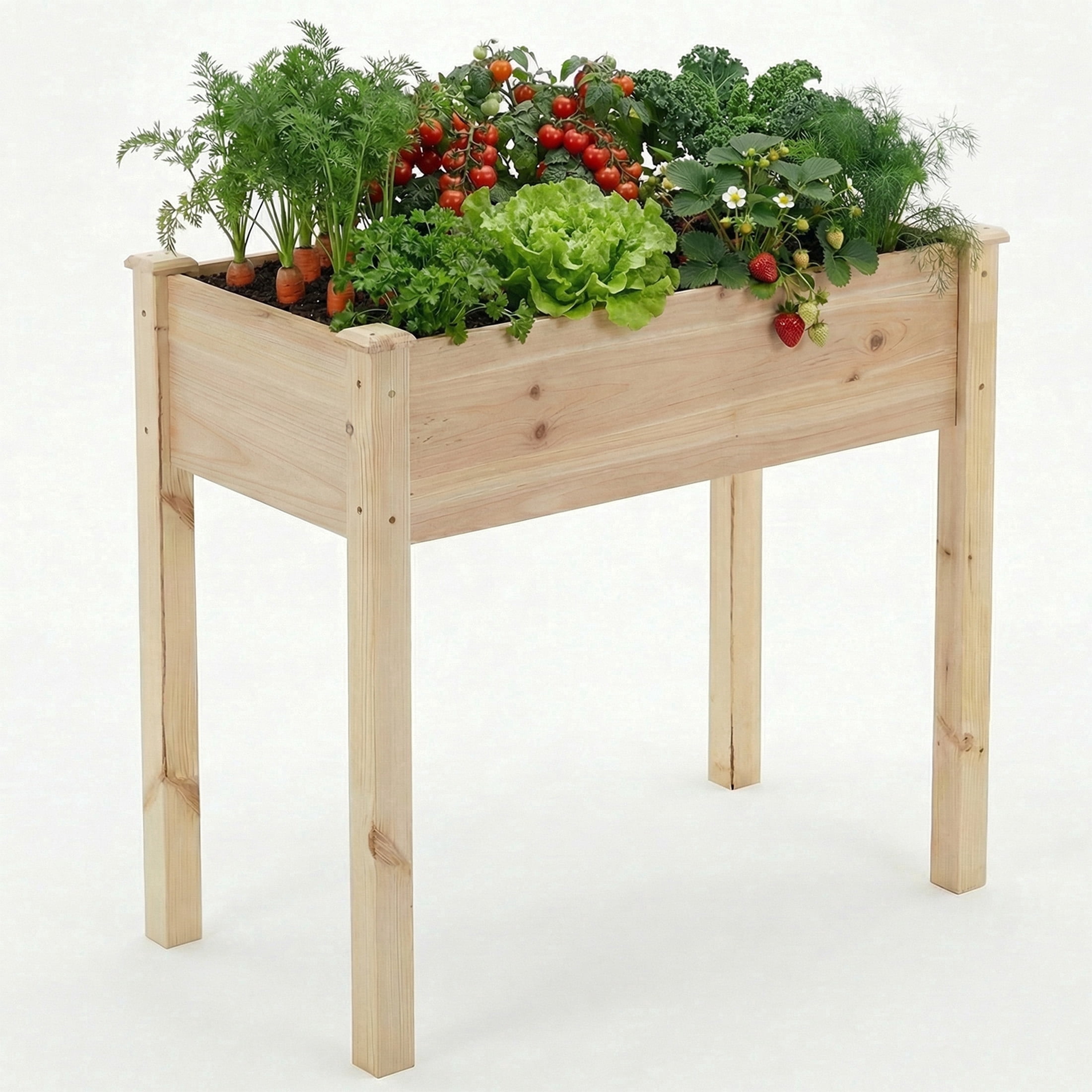 EDX Wooden Raised Garden Bed, Outdoor Planter Box Kit for Vegetables, Flowers and Herbs,Natural Wood Color
