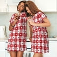 thumbnail image 4 of Xecao Chemise de Nuit à Carreaux Rouges pour Femmes, Manches Courtes, Imprimé Décontracté, 4 of 6