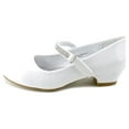 thumbnail image 2 of Dempsey Marie Girls 1" Low Heel Dress Shoe with Rhinestone Strap in Ivory, White, or Black, 2 of 4