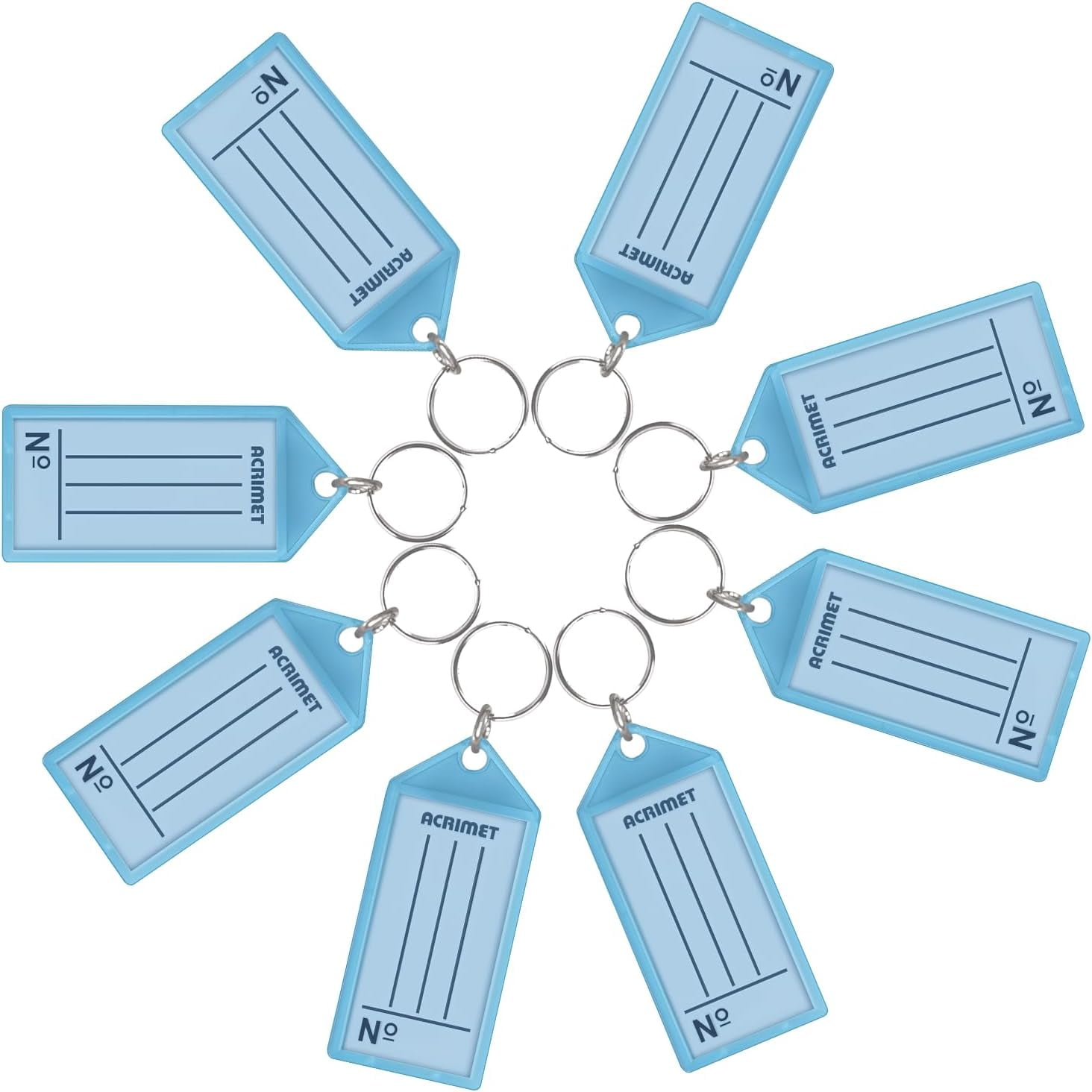 Acrimet Plastic Key Tag with Metal Ring and Label Window (Clear Blue Color) (60 Pack)
