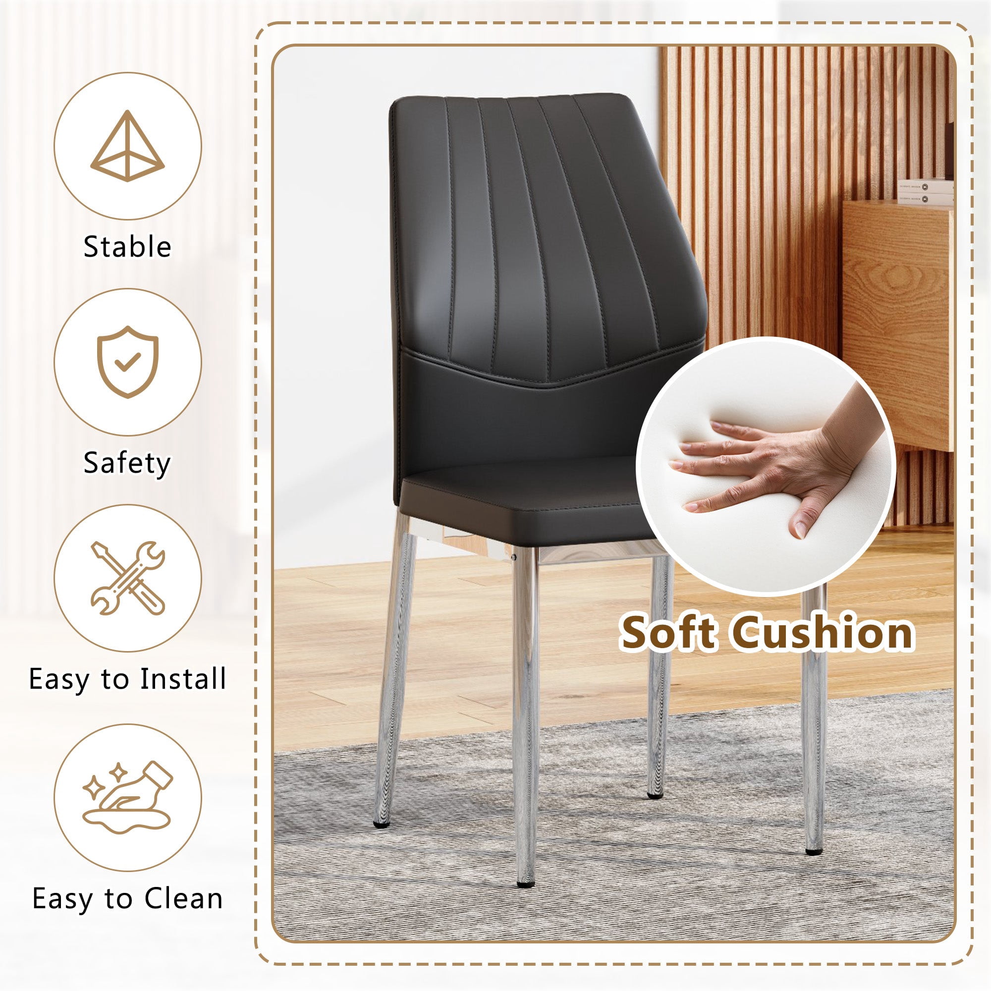 Sailvan Dining Chairs - 37 Inch Ergonomic PU Backrest