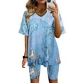 thumbnail image 2 of Juebong Cute Two Piece Sets for Women Loose Fit Tie Dye Short Sleeve Top Lounge Sweatsuits Summer Short Pants Going Out Tracksuit Outfit, 2 of 3