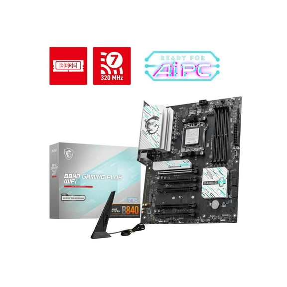 MSI B840 GAMING PLUS WIFI AM5 AMD B840 SATA 6Gb/s 2.5G Network Wi-Fi 7 DDR5 Dual M.2 Connectors ATX Motherboard