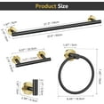 thumbnail image 6 of Black and Gold 5 Piece Bathroom Hardware Accessories Set 23.6" SUS304 Stainless Steel Bathroom Towel Bar Holder Sets Double Post Pivoting Toilet Paper Holder Set Wall Mounted, 6 of 16