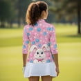 thumbnail image 5 of Uorisanigo Easter Bunny Womens Quick Dry Athletic Polo Shirts Comfortable Polyester Spandex Fabric Women's 3/4 Sleeve Golf Top with Zipper Relaxed Casual Soft Tennis Tops Size S, 5 of 7