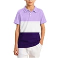 thumbnail image 3 of akafmk Boys School Uniform Shirts Short Sleeve Collared Shirt Colorblock Breathable Athletic Shirt Casual Summer Tops, 5-15Y, 3 of 7