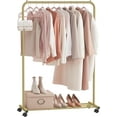 thumbnail image 2 of Clothes Rack with Wheels . Garment Rack Clothing Rack for Hanging Clothes with Dense Mesh Storage Shelf lb Load Capacity Brakes Steel Frame UHSRBK, 2 of 8